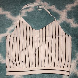 Bowknot Stripes Cut Out Cropped Tank Top